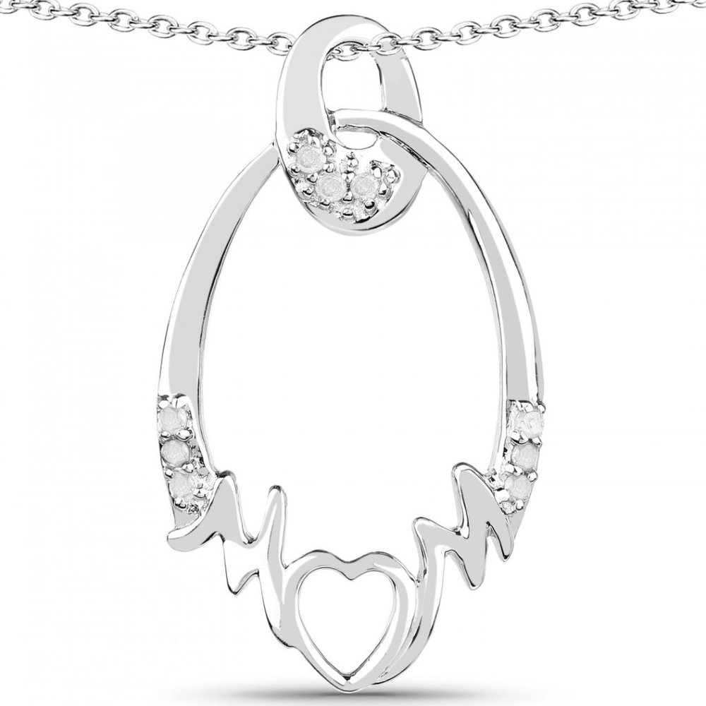 gorgeous ladies 18 inch st. silver and diamond mom necklace